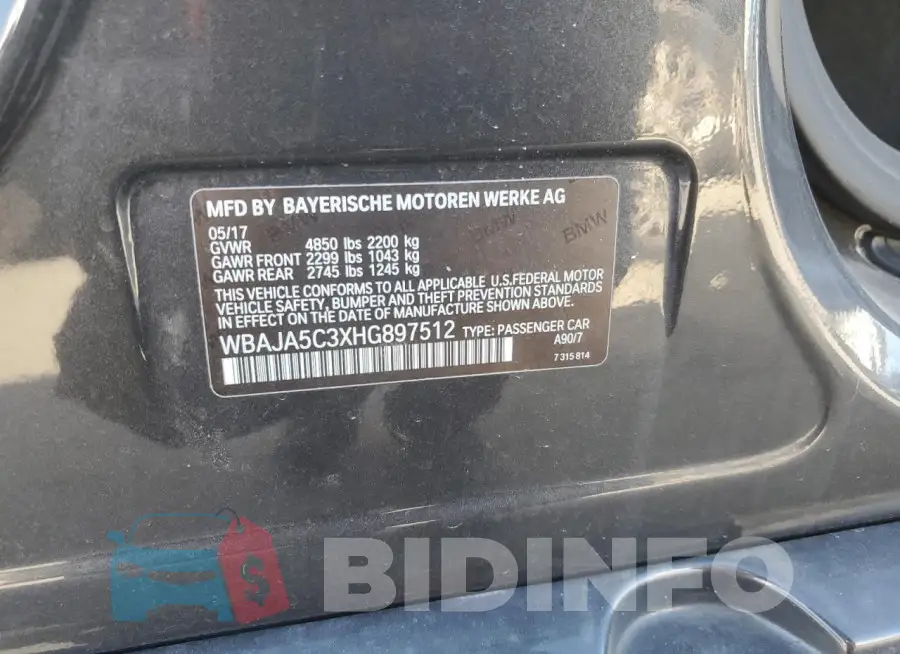 WBAJA5C3XHG897512 Photo# 13