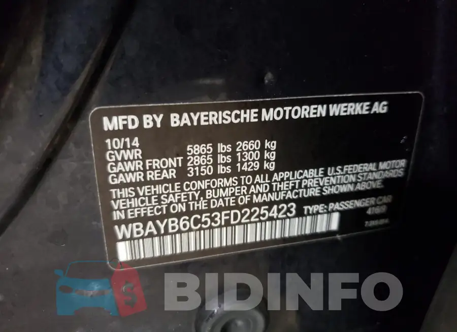 WBAYB6C53FD225423 Photo# 12