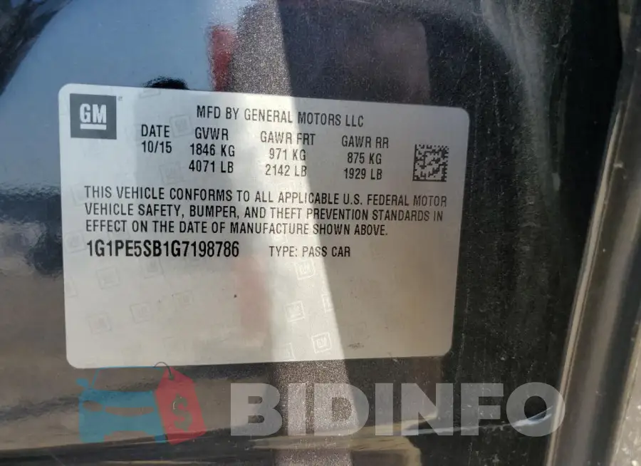 1G1PE5SB1G7198786 Photo# 13