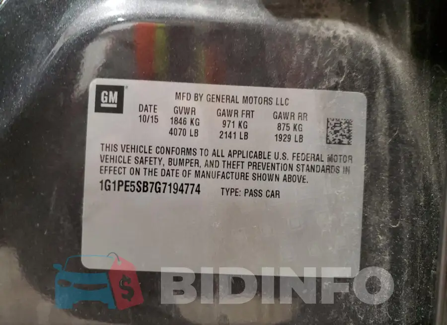 1G1PE5SB7G7194774 Photo# 12