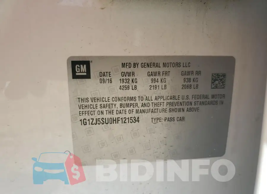 1G1ZJ5SU0HF121534 Photo# 12