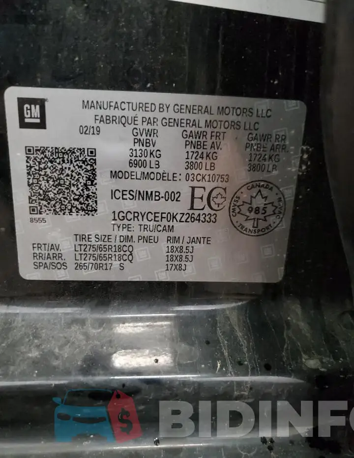 1GCRYCEF0KZ264333 Photo# 12