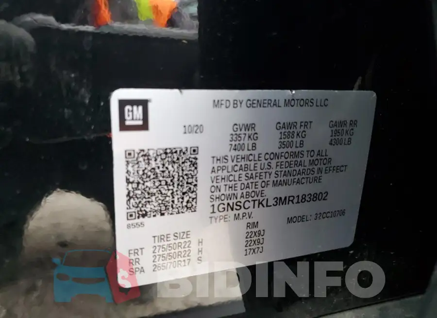 1GNSCTKL3MR183802 Photo# 14