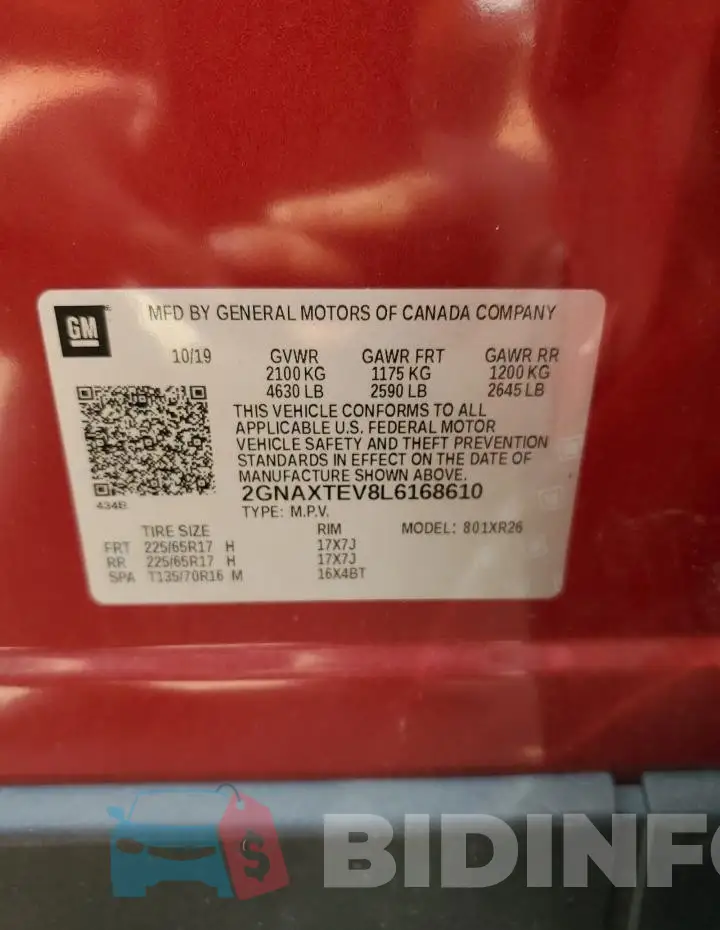 2GNAXTEV8L6168610 Photo# 12