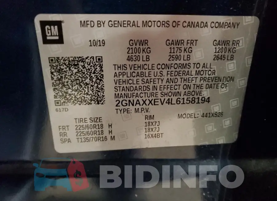 2GNAXXEV4L6158194 Photo# 13