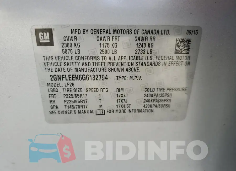 2GNFLEEK6G6132794 Photo# 13