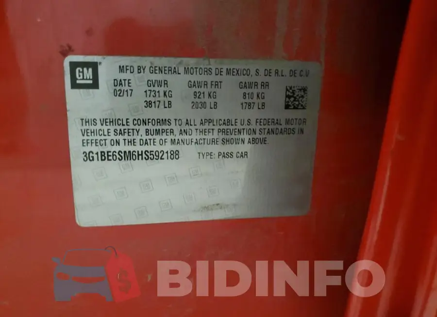 3G1BE6SM6HS592188 Photo# 12
