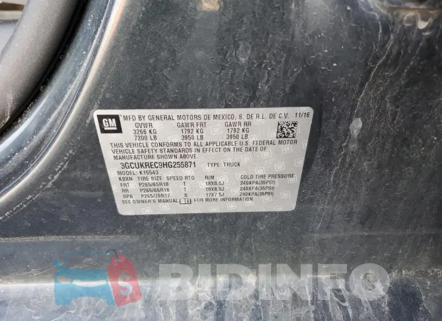 3GCUKREC9HG255871 Photo# 12