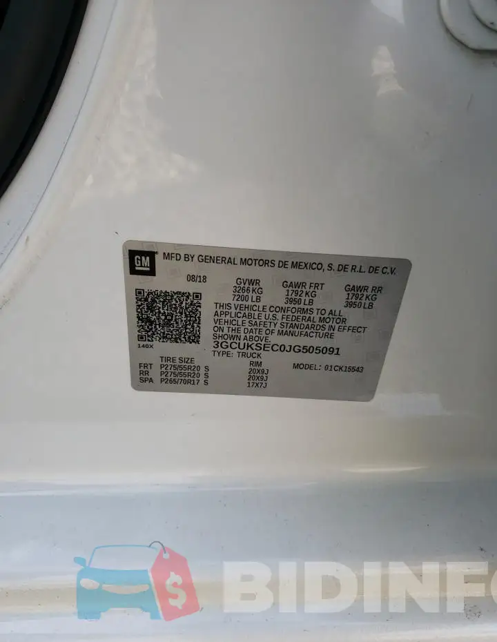 3GCUKSEC0JG505091 Photo# 12
