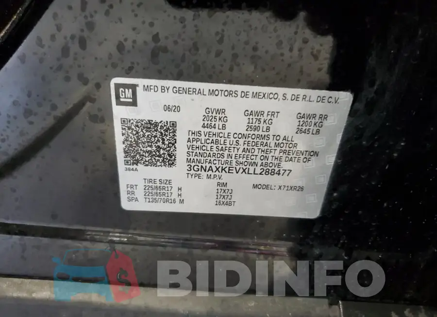 3GNAXKEVXLL288477 Photo# 12