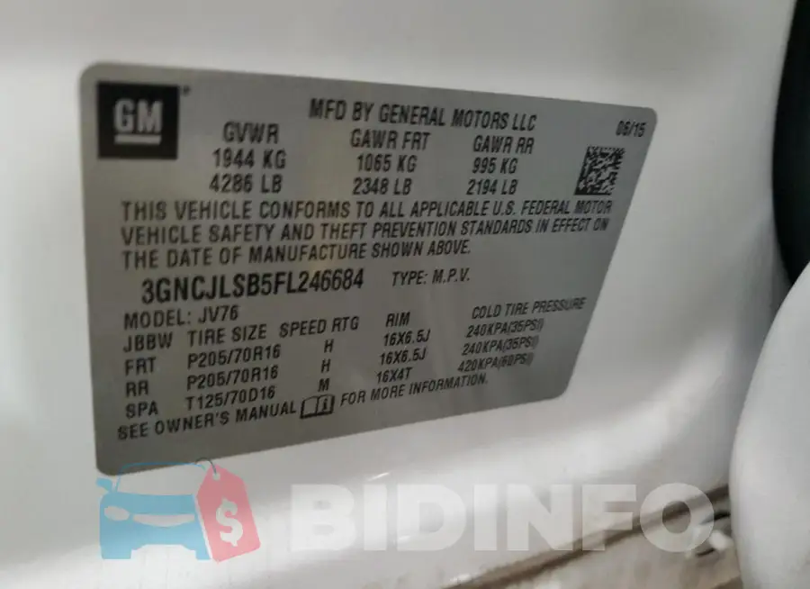 3GNCJLSB5FL246684 Photo# 14