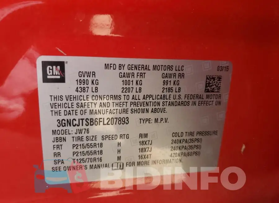 3GNCJTSB6FL207893 Photo# 13