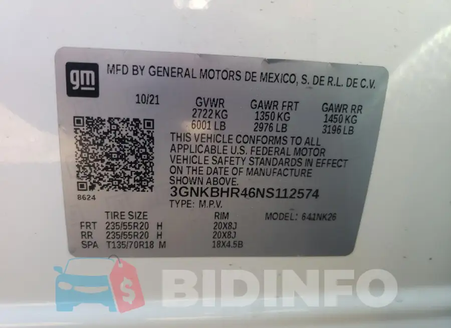 3GNKBHR46NS112574 Photo# 13
