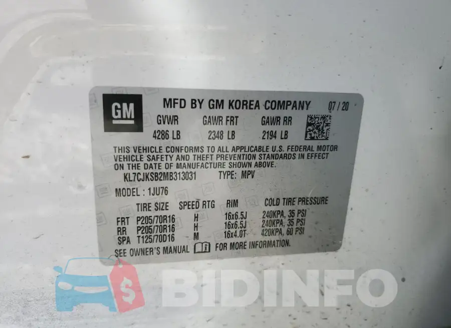 KL7CJKSB2MB313031 Photo# 13