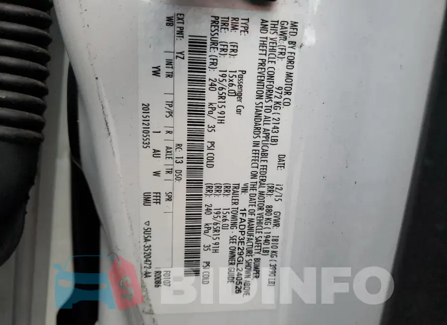 1FADP3E29GL240526 Photo# 13