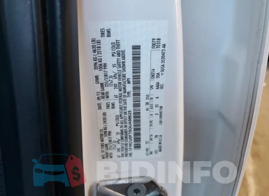 1FMCU0F75GUA98625 Photo# 12
