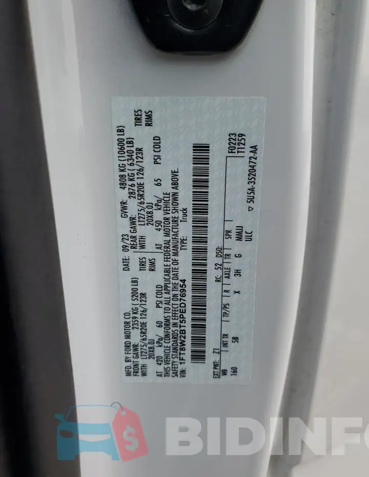 1FT8W2BT5PED76954 Photo# 12