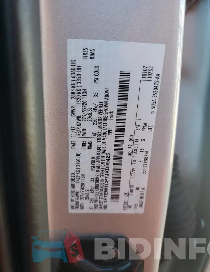 1FTEW1CP7JKD09425 Photo# 12