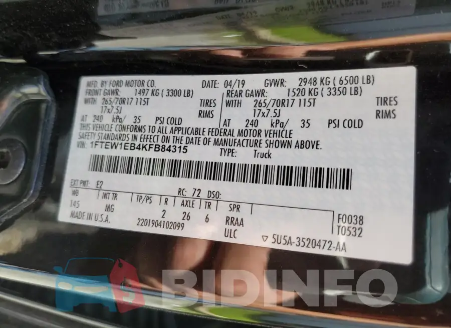 1FTEW1EB4KFB84315 Photo# 12
