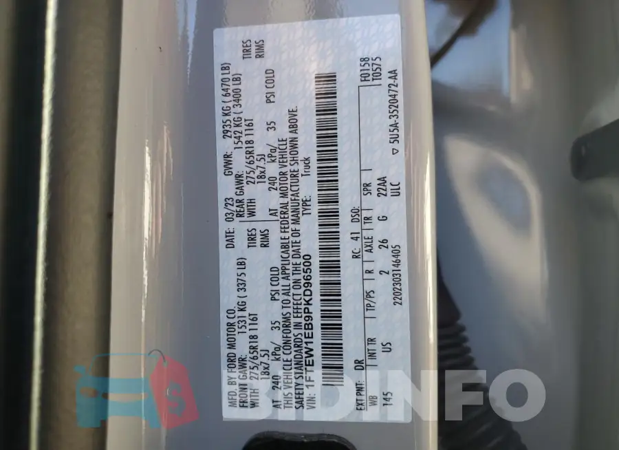 1FTEW1EB9PKD96500 Photo# 12