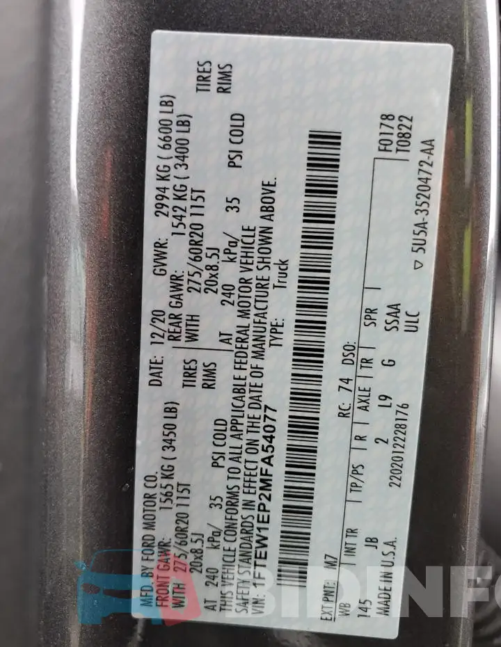 1FTEW1EP2MFA54077 Photo# 12