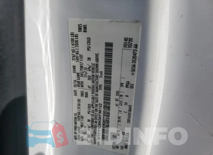 1FTEX1C85GKF86122 Photo# 12