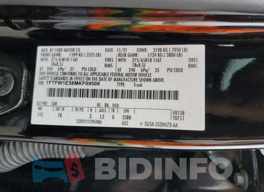 1FTFW1E58MKF09508 Photo# 12