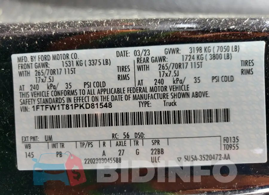 1FTFW1T81PKD81548 Photo# 13