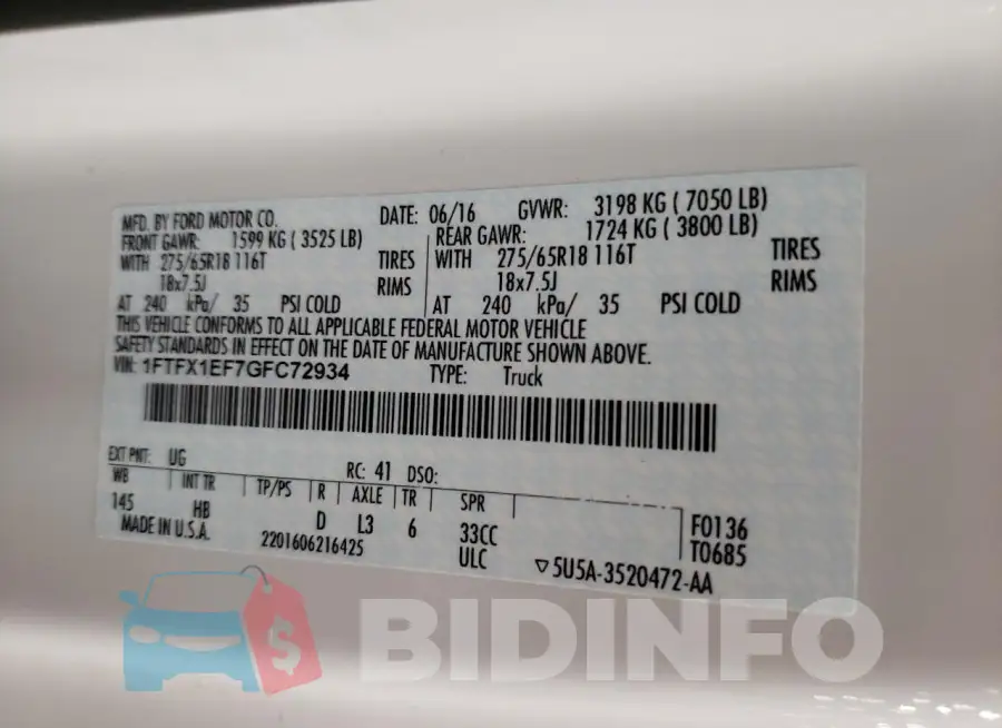 1FTFX1EF7GFC72934 Photo# 13