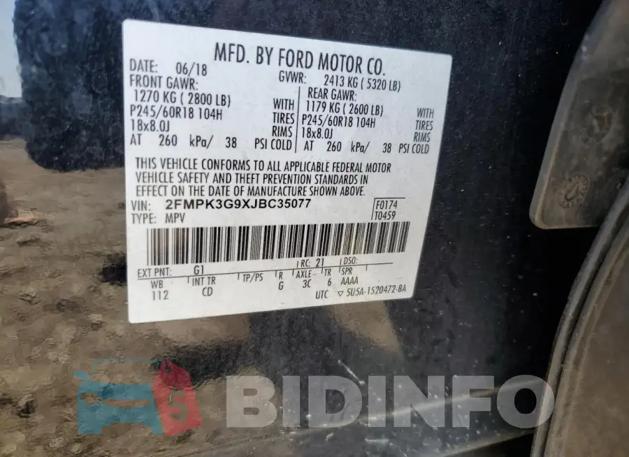 2FMPK3G9XJBC35077 Photo# 12
