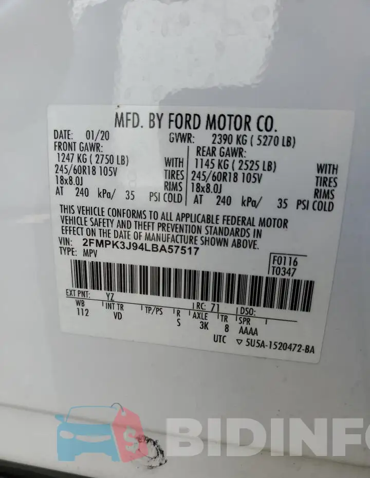 2FMPK3J94LBA57517 Photo# 14
