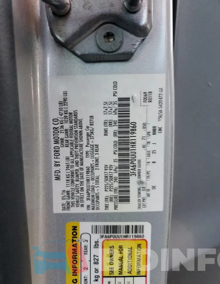 3FA6P0UU1HR119860 Photo# 12