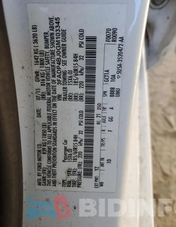 3FADP4BJ0GM103345 Photo# 12
