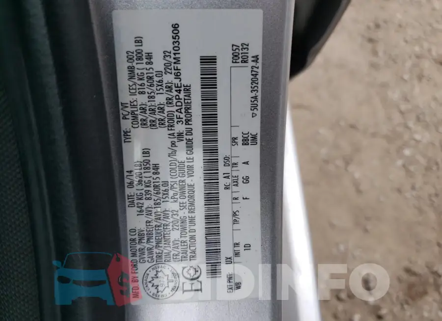 3FADP4EJ6FM103506 Photo# 13