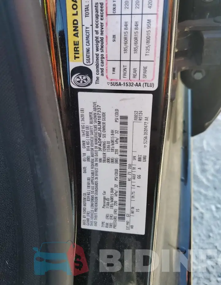 3FADP4EJ6JM107337 Photo# 13