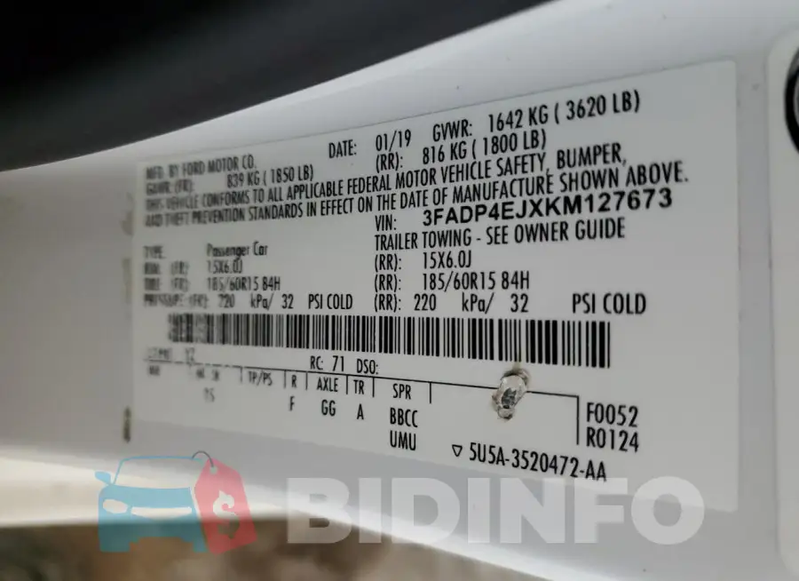3FADP4EJXKM127673 Photo# 12