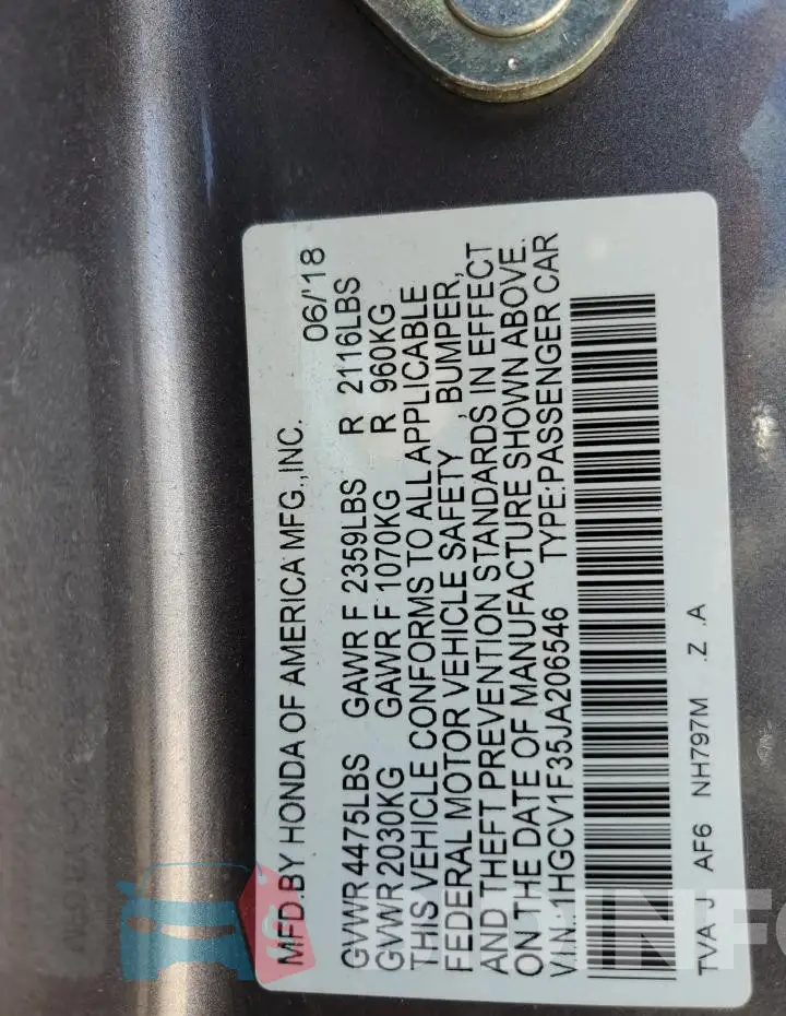 1HGCV1F35JA206546 Photo# 12