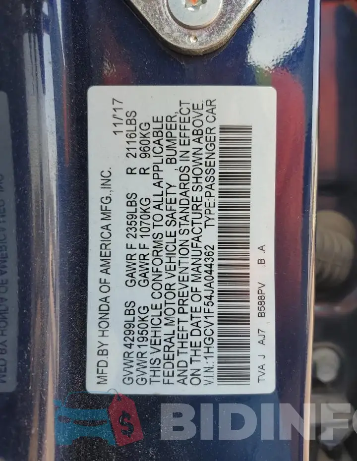 1HGCV1F54JA044362 Photo# 13