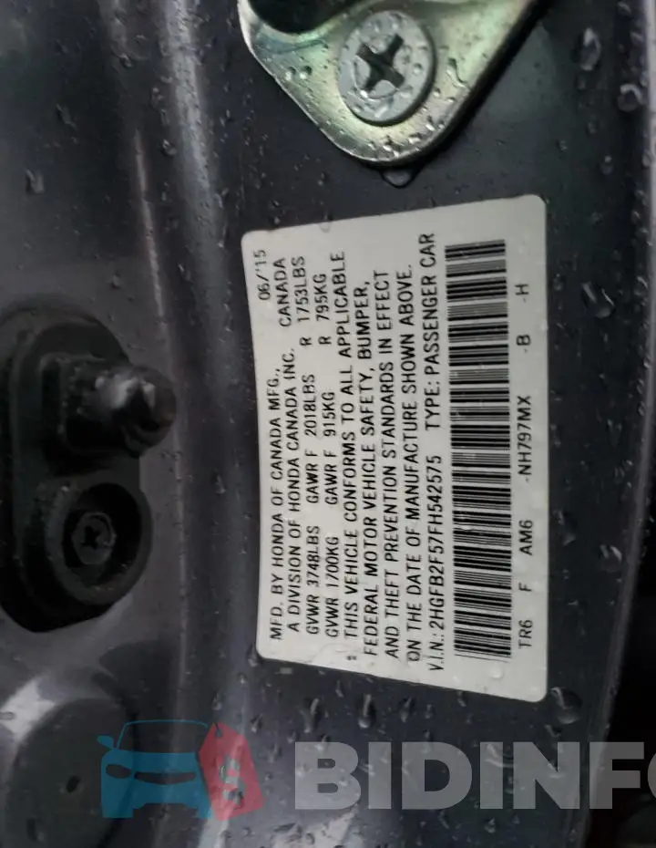 2HGFB2F57FH542575 Photo# 12