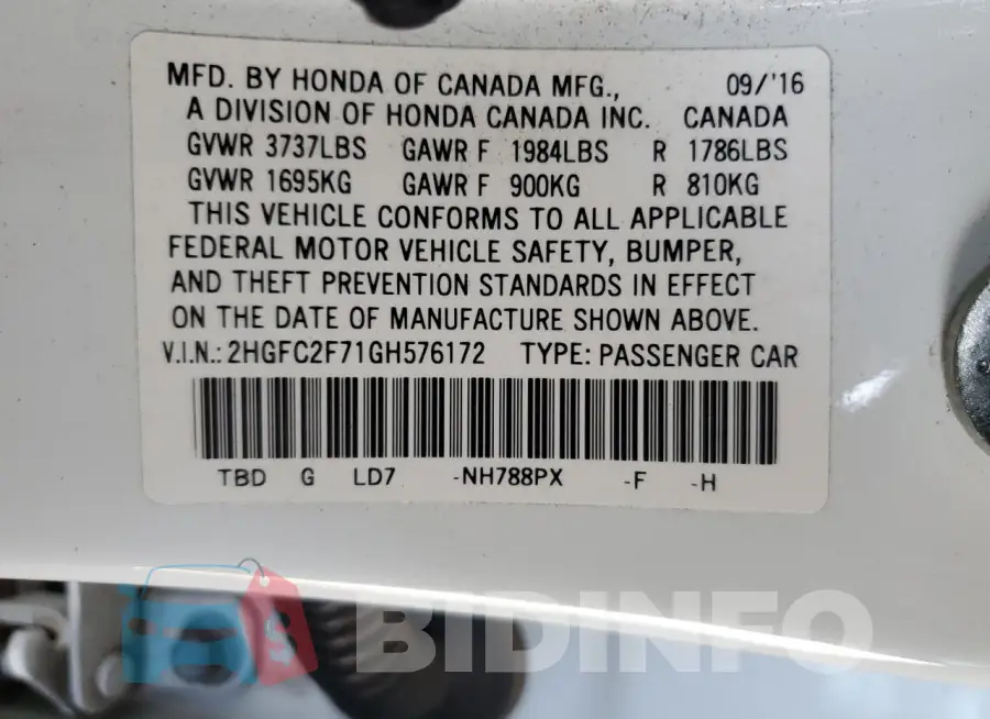 2HGFC2F71GH576172 Photo# 12