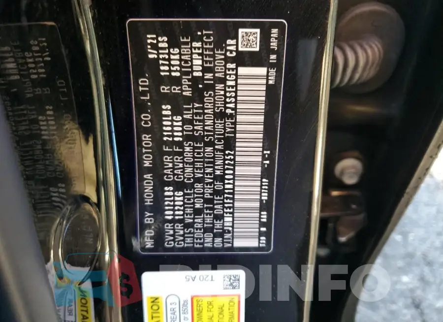 JHMFE1F71NX007252 Photo# 12