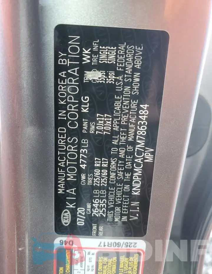 KNDPMCAC7M7863484 Photo# 12