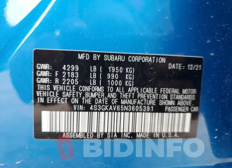 4S3GKAV65N3605391 Photo# 12