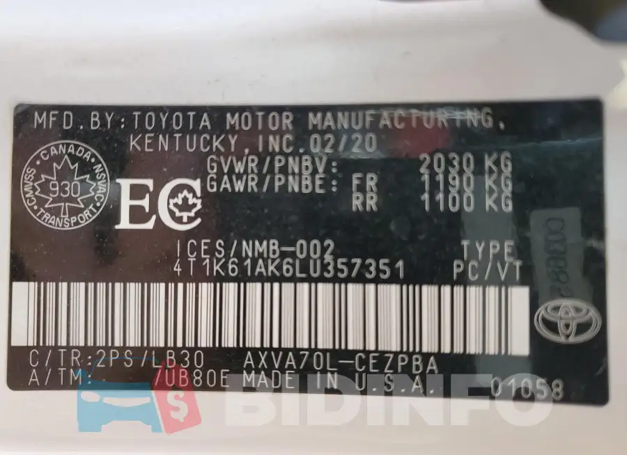 4T1K61AK6LU357351 Photo# 12