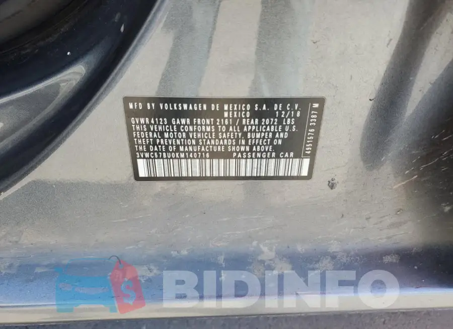 3VWC57BU0KM140716 Photo# 13