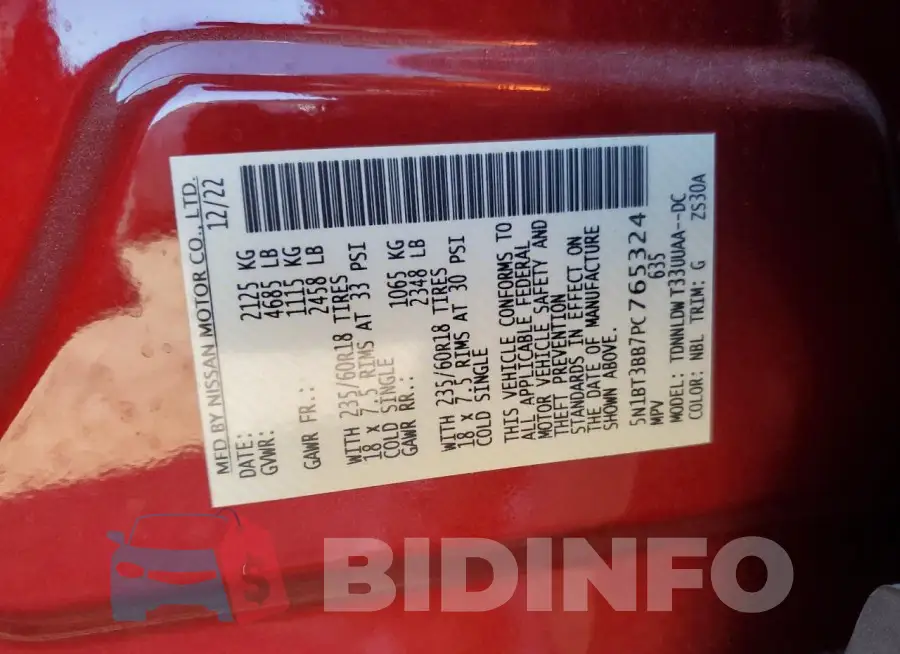 5N1BT3BB7PC765324 Photo# 13