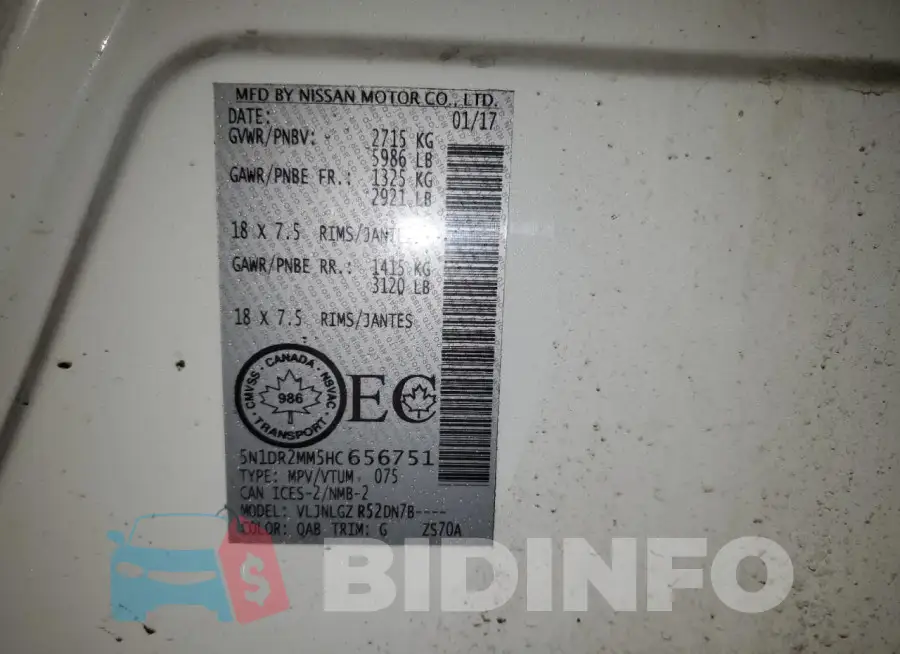 5N1DR2MM5HC656751 Photo# 13