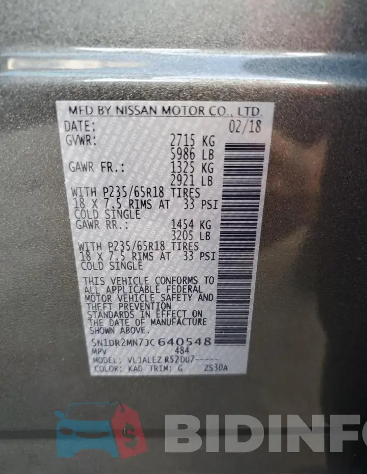 5N1DR2MN7JC640548 Photo# 14