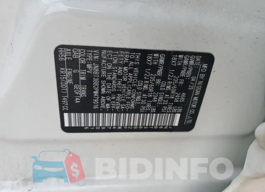 JN8BT3BB2PW479016 Photo# 13