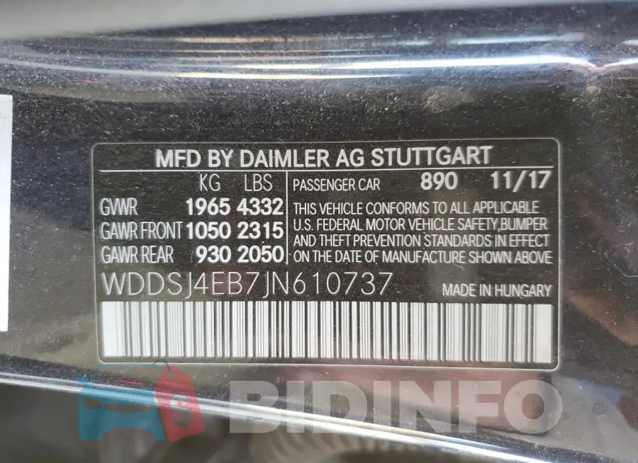 WDDSJ4EB7JN610737 Photo# 13
